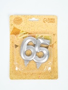 УЦЕНКА Свеча в торт юбилейная «Грань», цифра 65, серебряный металлик, 6.5 см - Фото 2