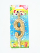 УЦЕНКА Свеча для торта цифра «Золотой узор», 10.2 см, цифра 9 - Фото 2