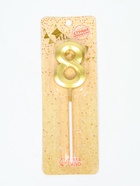 УЦЕНКА Свеча в торт на шпажке «‎Грань», цифра 8, золотая, 5 см - Фото 2