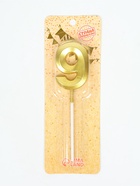 УЦЕНКА Свеча в торт на шпажке «Грань», цифра 9 ,золотая, 5 см - Фото 2