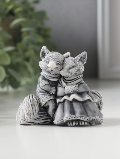 Фигурка «Лисы влюбленная парочка», мраморная крошка, 6.5 см