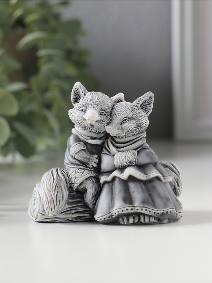 Фигурка «Лисы влюбленная парочка», мраморная крошка, 6.5 см - Фото 1