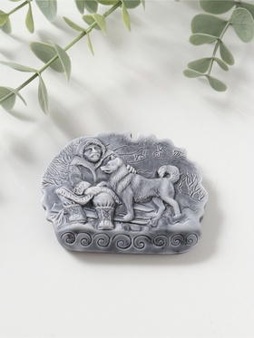 Магнит на холодильник «С хаски на санях», барельеф, 6.5 см  (артикул 10989762)  большой выбор товаров оптом и в розницу по низким ценам с доставкой