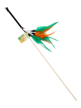 Дразнилка - удочка «Салют из перьев», на палочке, с бубенчиком  (артикул 10990937)  большой выбор товаров оптом и в розницу по низким ценам с доставкой
