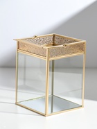 Подсвечник - фонарь «Капли сверху», с ручкой, стекло, металл под золото, 13.5×13.5×19 см - Фото 2