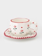 Чайная пара «Роза красная», 2 предмета: блюдце 16×1.5 см, чашка 13×10×7 см, белая  (артикул 10939616)  большой выбор товаров оптом и в розницу по низким ценам с доставкой