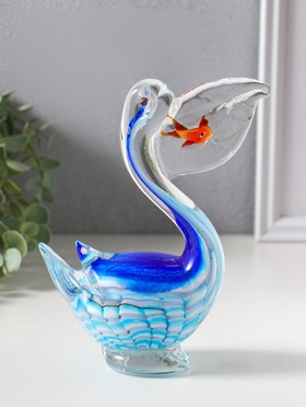 Фигурка стекло «Пеликан с рыбкой в клюве», под муранское стекло, 7.5×14×17 см