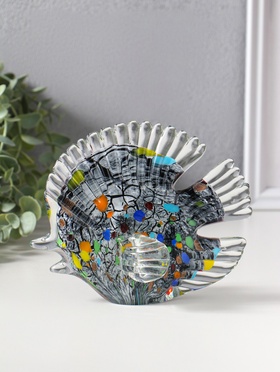 Фигурка стекло «Плоская пятнистая рыбка», под муранское стекло, 6.5×16×13 см