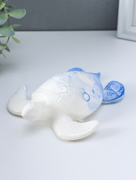 Фигурка керамика «Черепаха», бело-синий, 14.5×12.5×4.8 см