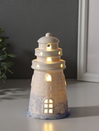 Фигурка светящаяся «Маяк», керамика, бело-синий, 8×8×15.5 см  (артикул 10957812)  большой выбор товаров оптом и в розницу по низким ценам с доставкой