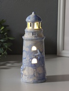 Фигурка светящаяся «Маяк», керамика, мраморный бело-синий, 6.5×6.5×18 см - Фото 1