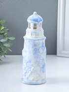 Фигурка светящаяся «Маяк», керамика, мраморный бело-синий, 6.5×6.5×18 см - Фото 4