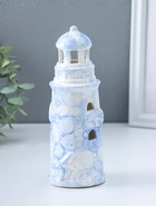 Фигурка светящаяся «Маяк», керамика, мраморный бело-синий, 6.5×6.5×18 см - Фото 5