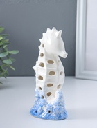 Фигурка светящаяся «Морской конёк», керамика, бело-синий, 6.5×8.5×16.5 см  (артикул 10957815)  большой выбор товаров оптом и в розницу по низким ценам с доставкой