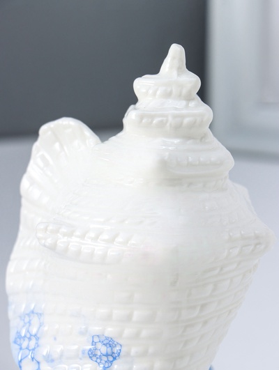Фигурка световая «Ракушка», керамика, бело-синий, 7.5×8.5×13.5 см