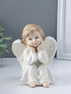 Фигурка керамика «Ангел в белом платье, сидит ручки у лица», 10×11×15.5 см  (артикул 10957818)  большой выбор товаров оптом и в розницу по низким ценам с доставкой