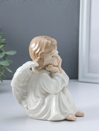 Фигурка керамика «Ангел в белом платье, сидит ручки у лица», 10×11×15.5 см  (артикул 10957818)  большой выбор товаров оптом и в розницу по низким ценам с доставкой