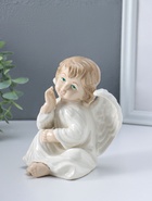 Фигурка керамика «Ангел в белом платье, сидит», 10×11.5×13.5 см  (артикул 10957819)  большой выбор товаров оптом и в розницу по низким ценам с доставкой