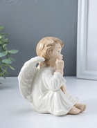 Фигурка керамика «Ангел в белом платье, сидит», 10×11.5×13.5 см  (артикул 10957819)  большой выбор товаров оптом и в розницу по низким ценам с доставкой