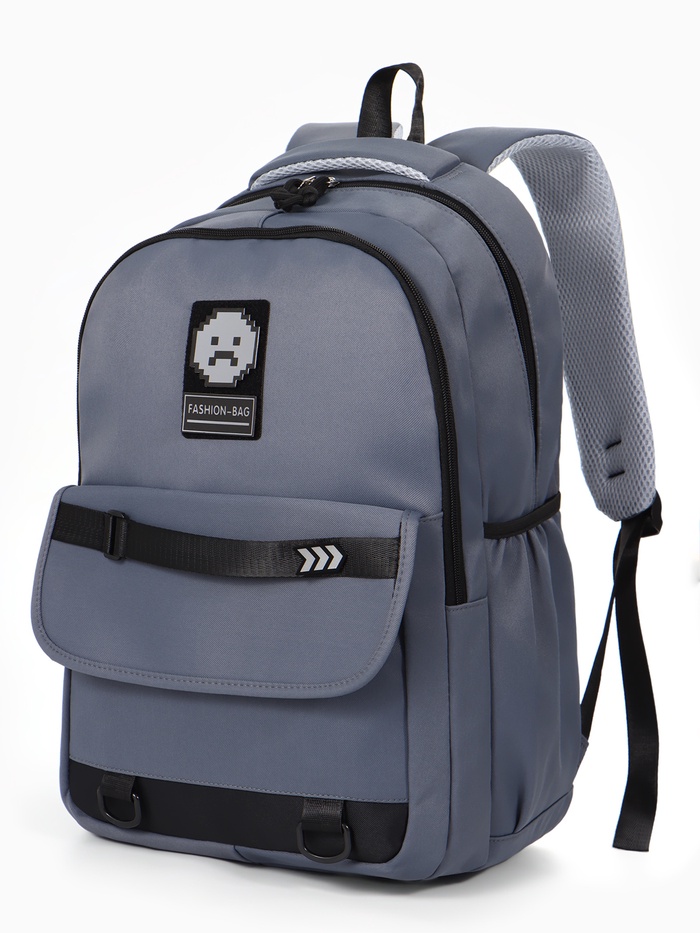 Рюкзак школьный «Смайл», 2 отделения, 3 кармана, 31×15×46 см, синий