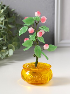 Денежное дерево декоративное «Сувенир бонсай с персиками в чаше богатства», 9 персиков, 14 листьев, 7.5×9.5×16 см  (артикул 10961719)  большой выбор товаров оптом и в розницу по низким ценам с доставкой