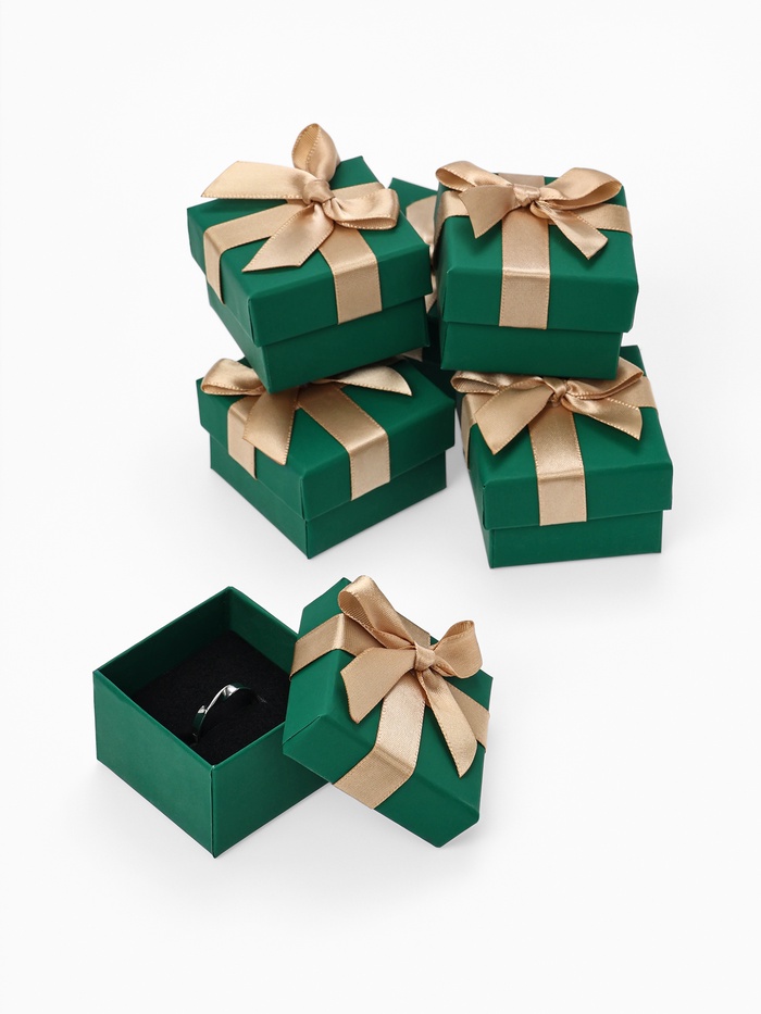 Набор коробочек подарочных 6 шт. под серьги/кольцо «Грин» 5×5×3, цвет зелёный (10319901)