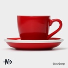 УЦЕНКА Кофейная пара Magistro Coffee time, чашка 80 мл, блюдце d=11.5 см, фарфор, красная - Фото 2