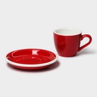 УЦЕНКА Кофейная пара Magistro Coffee time, чашка 80 мл, блюдце d=11.5 см, фарфор, красная - Фото 4