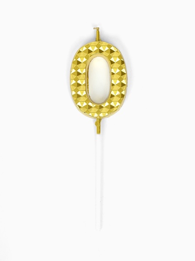 Свеча для торта «Элемент», цифра 0, золотая