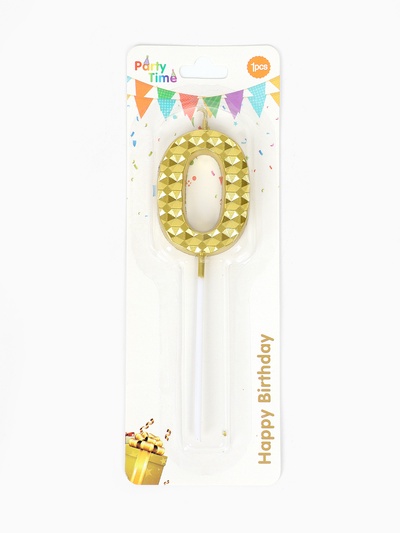 Свеча для торта «Элемент», цифра 0, золотая