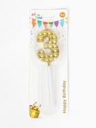 Свеча для торта «Элемент», цифра 3, золотая  (артикул 10959797)  большой выбор товаров оптом и в розницу по низким ценам с доставкой