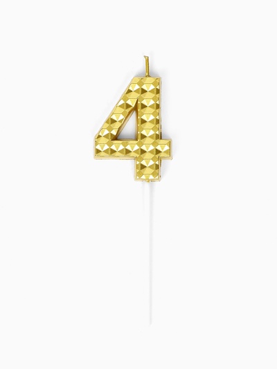Свеча для торта «Элемент», цифра 4, золотая