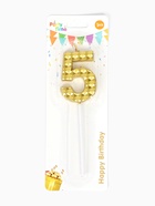 Свеча для торта «Элемент», цифра 5, золотая  (артикул 10959799)  большой выбор товаров оптом и в розницу по низким ценам с доставкой