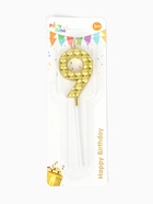 Свеча для торта «Элемент», цифра 9, золотая  (артикул 10959804)  большой выбор товаров оптом и в розницу по низким ценам с доставкой