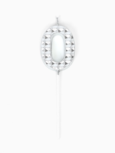 Свеча для торта «Элемент», цифра 0, серебро