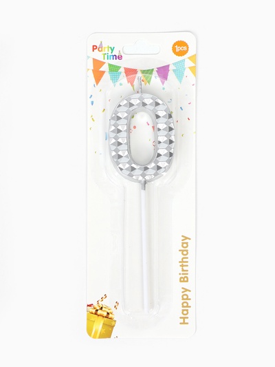 Свеча для торта «Элемент», цифра 0, серебро