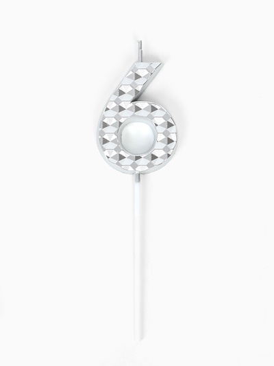 Свеча для торта «Элемент», цифра 6, серебро