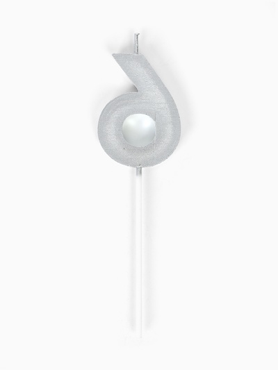 Свеча для торта «Элемент», цифра 6, серебро