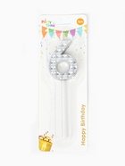 Свеча для торта «Элемент», цифра 6, серебро  (артикул 10959812)  большой выбор товаров оптом и в розницу по низким ценам с доставкой