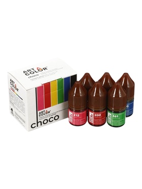 Набор гелевых жирорастворимых пищевых красителей Art Color choco, 6 цветов, 12 мл  (артикул 11004179)  большой выбор товаров оптом и в розницу по низким ценам с доставкой