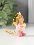 Фигурка - подвеска полистоун «Малышка-ангел в розовом платье, с сердцем в руках», ёлочная игрушка, 3×2.5×5.5 см - Фото 2