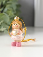 Фигурка - подвеска полистоун «Малышка-ангел в розовом платье, с сердцем в руках», ёлочная игрушка, 3×2.5×5.5 см - Фото 4