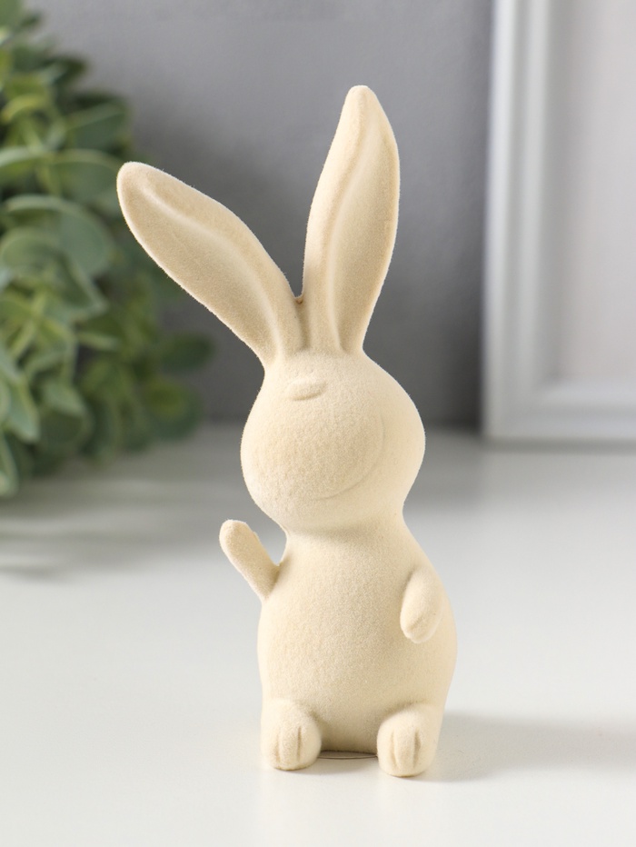 Фигурка полистоун, флок «Весёлый заяц - Привет!», 5×5×11.5 см