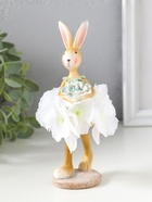 Фигурка полистоун «Зайка в цветочной юбочке, с капустой», 4.8×4.5×15.2 см  (артикул 10915765)  большой выбор товаров оптом и в розницу по низким ценам с доставкой
