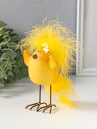 Фигурка полистоун «Цыплёнок с хохолком, с цветочком», 6.5×5×11.5 см  (артикул 10915771)  большой выбор товаров оптом и в розницу по низким ценам с доставкой