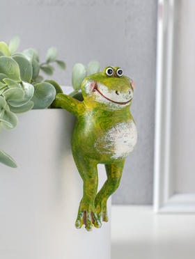 Фигурка для флорариума «Улыбающийся лягушонок», декор на кашпо, полистоун, 11.5×5×6 см