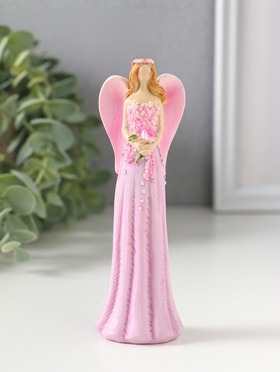 Фигурка полистоун «Девушка-ангел в розовом платье усыпанном цветами», 4×3.5×13 см  (артикул 10915774)  большой выбор товаров оптом и в розницу по низким ценам с доставкой