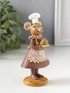 Фигурка полистоун «Мышка-пекарь в тёмном платье, с хлебом», 6×4.5×13 см  (артикул 10915779)  большой выбор товаров оптом и в розницу по низким ценам с доставкой