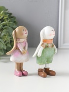 Набор фигурок 2 шт. полистоун «Зайчики-малыши нарядные», 5.5×3×9.5 см  (артикул 10915781)  большой выбор товаров оптом и в розницу по низким ценам с доставкой