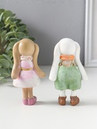 Набор фигурок 2 шт. полистоун «Зайчики-малыши нарядные», 5.5×3×9.5 см  (артикул 10915781)  большой выбор товаров оптом и в розницу по низким ценам с доставкой